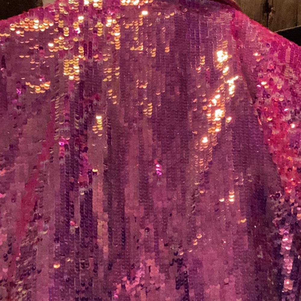AKIRA Pink and Purple Sequin Jean Jacket - Picture 6 of 11